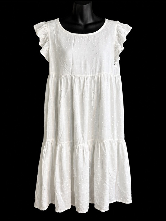Everly Dresses & Skirts - Everly White babydoll-style mini dress delicate ruffle cap sleeves medium